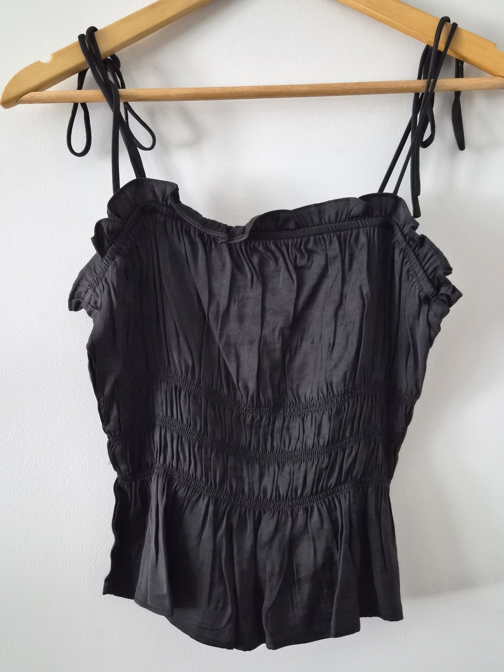 Dynamite Black Smocked Tie-Strap Women's Top